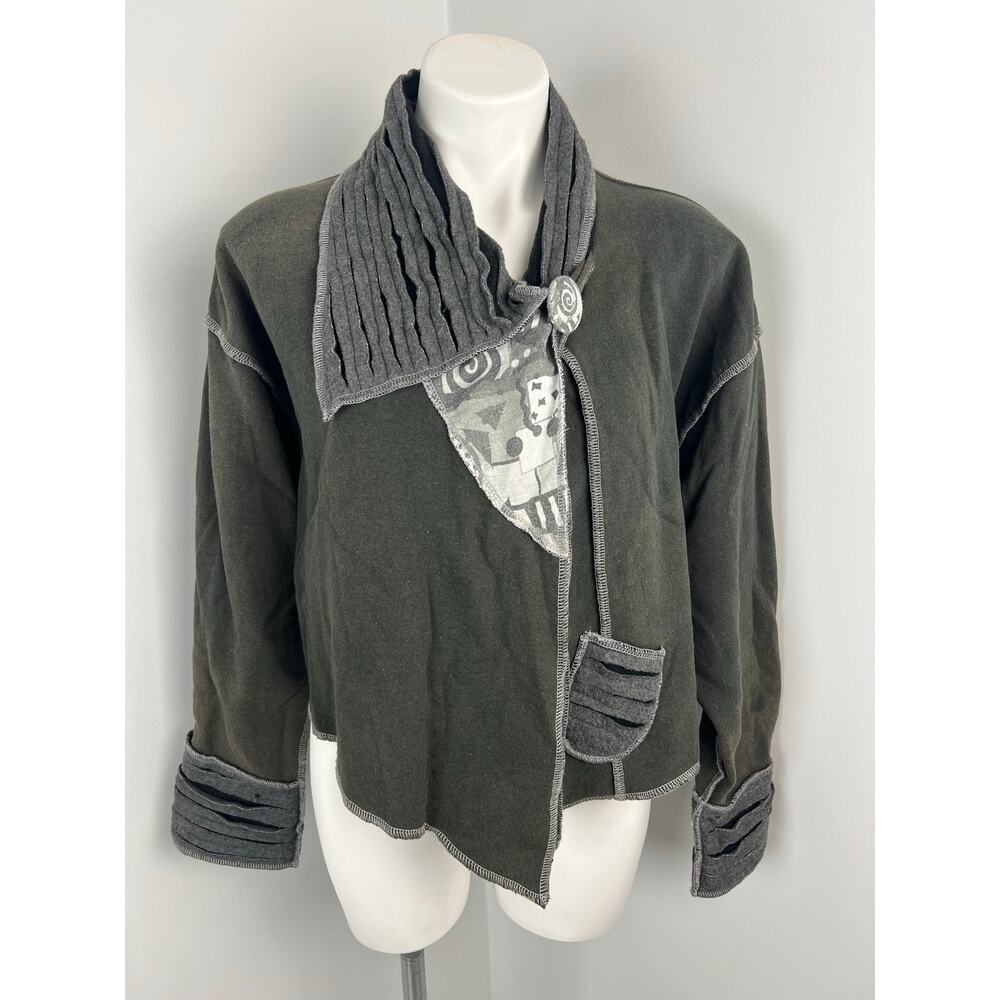 Handmade Artsy Boho Whimsical Art-To-Wear Eclectic Asymmetric Fleece Cardigan